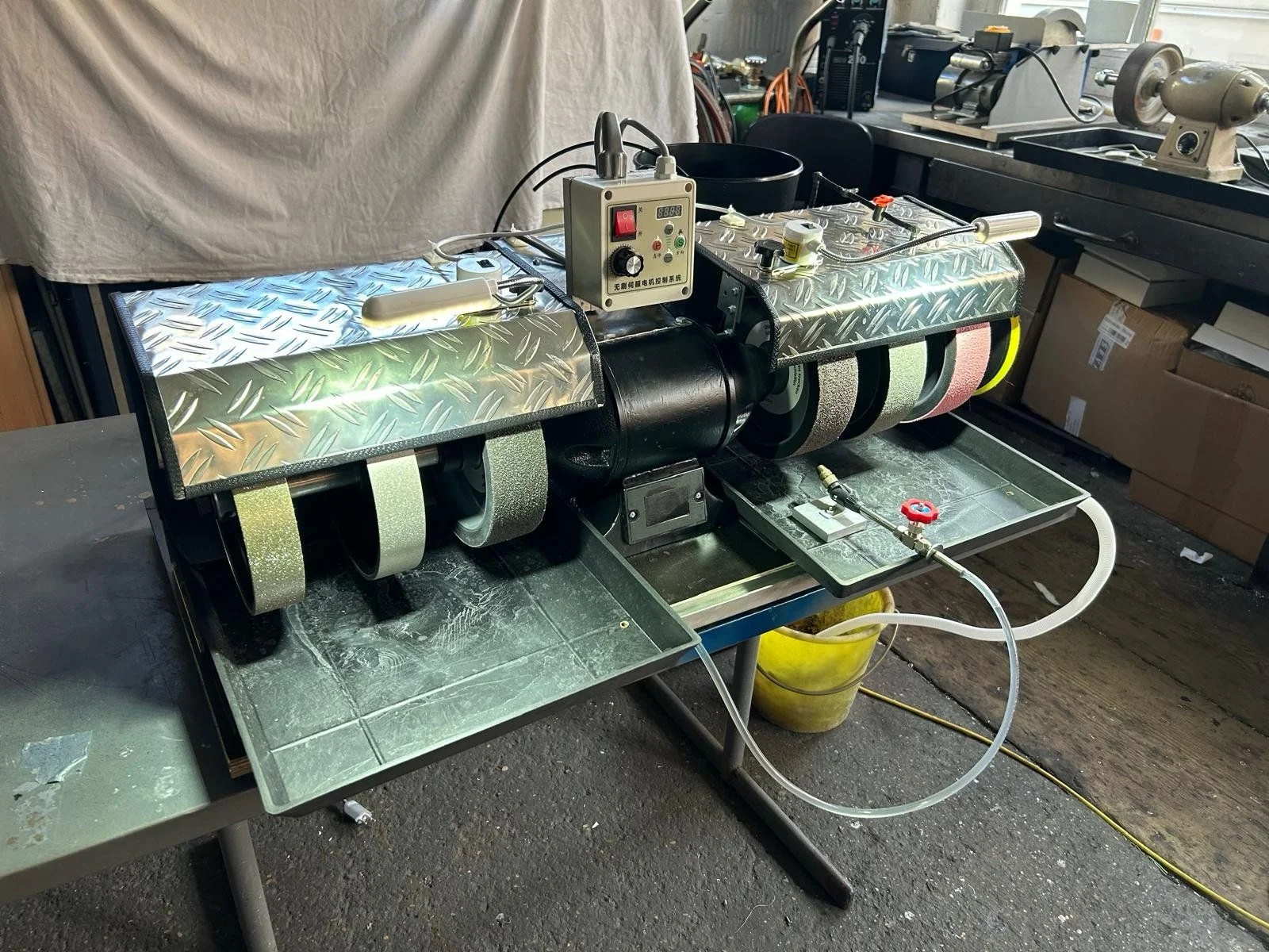 Lapidary Stone Grinding Machine 6-Wheel 200mm With Cutting Device